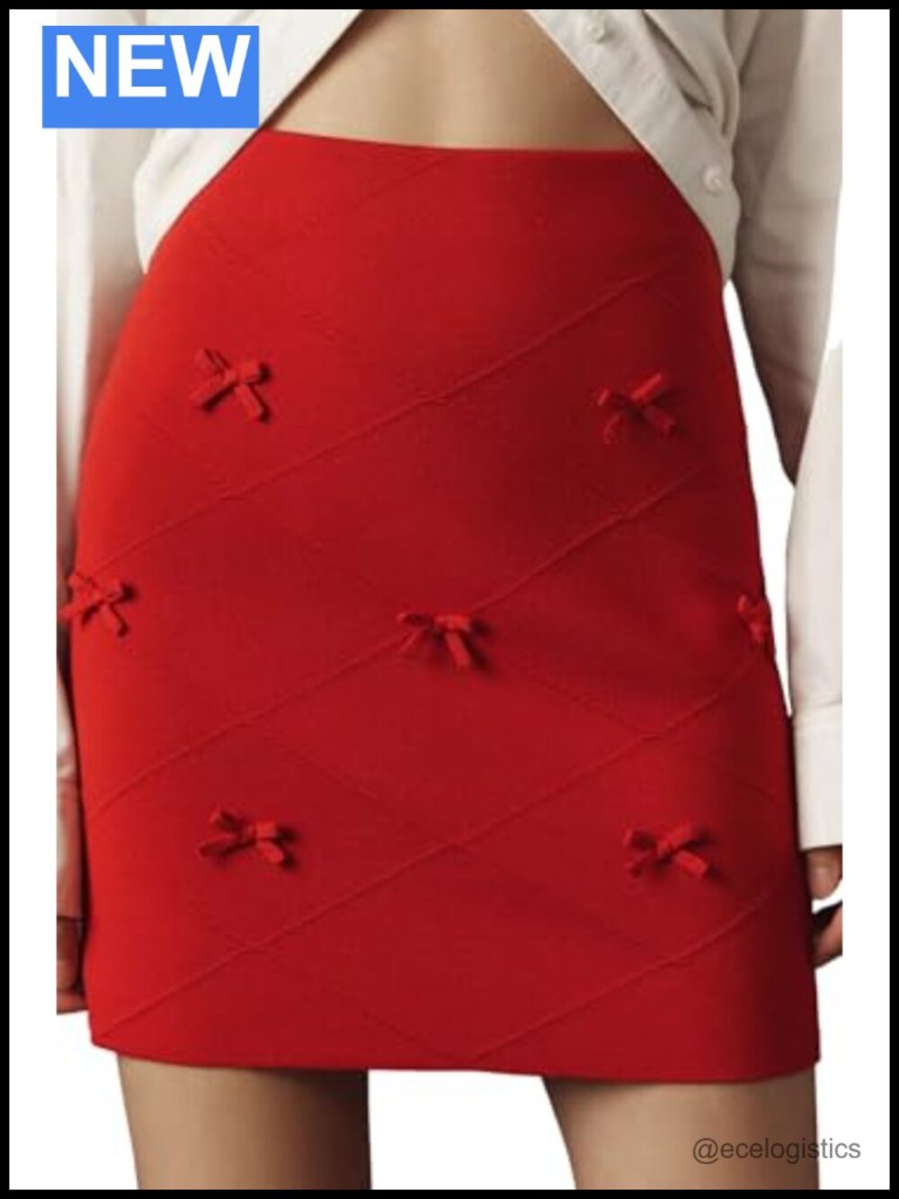 Women's Mini Skirt High Waist A-Line Stretch Knit Slim Fit Pencil Bow Front